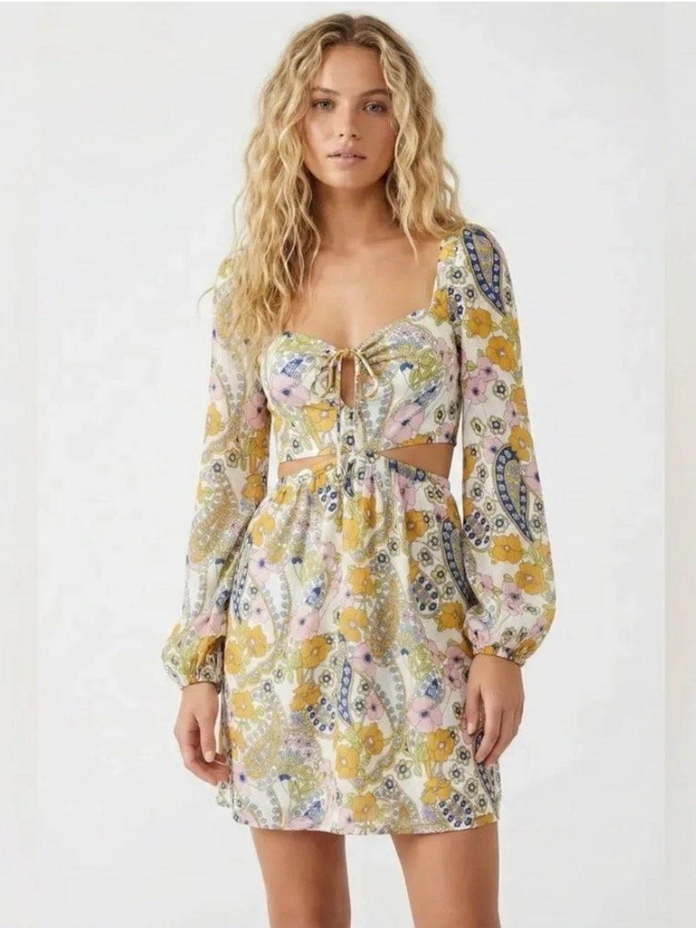 Wayf Paisley Floral Cutout Boho Dress Size Small EUC